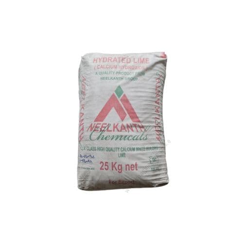 25 kg sack of hydrated lime (calcium hydroxide) from Neelkanth Chemicals.