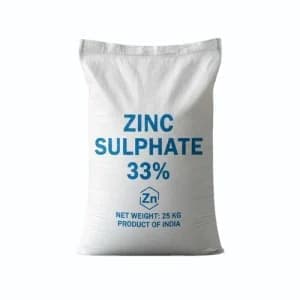 25 kg sack of zinc sulphate monohydrate, product of India.