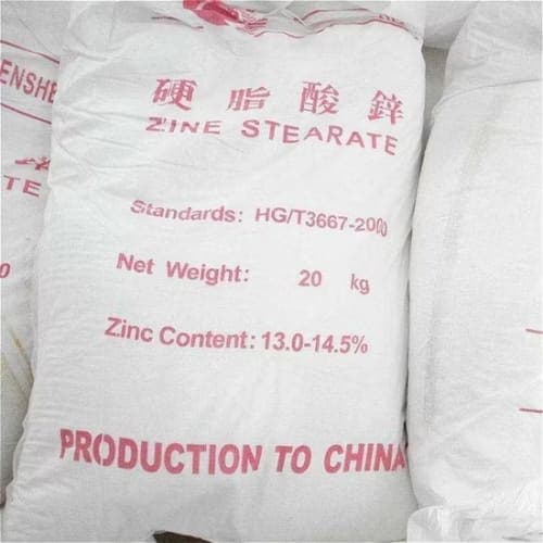 20 kg sacks of zinc stearate, 13 to 14.5% zinc content.