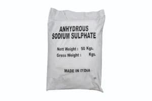 50 kg sack of anhydrous sodium sulphate, made in India.