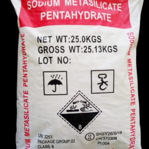 25 kg sack of sodium metasilicate pentahydrate, UN 3253, packing group III.