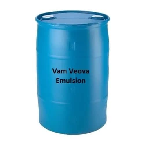 Blue 200-litre plastic drum of VAM-VEOVA emulsion.