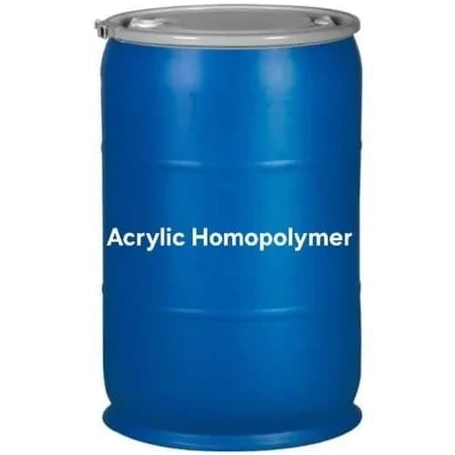 Blue 200-litre open-top drum of acrylic homopolymer emulsion.