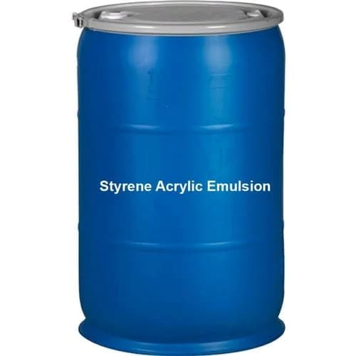 Blue 200-litre open-top drum of styrene acrylic emulsion.