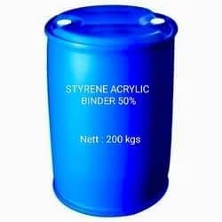 Blue 200-litre drum of styrene acrylic binder 50%, 200 kg net.