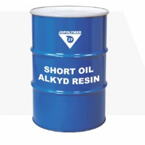 Blue 200-litre steel drum of short oil alkyd resin from Jopolymer.