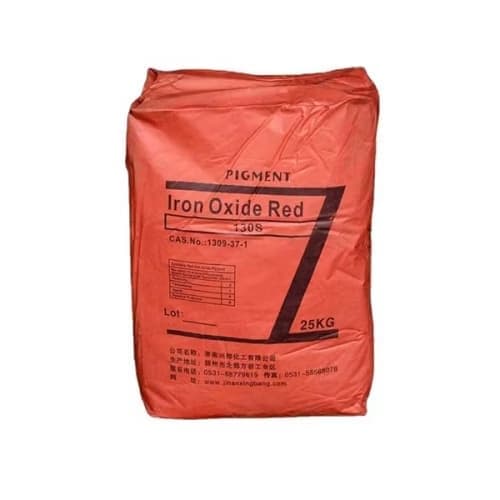 25 kg sack of red iron oxide pigment, grade S130, CAS 1309-37-1.