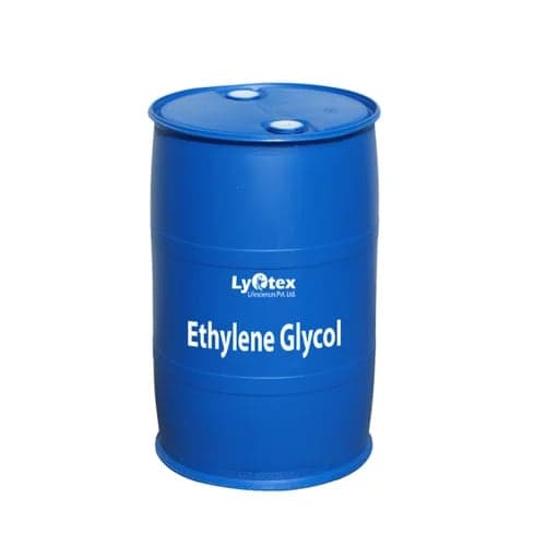 Blue 200-litre drum of ethylene glycol.
