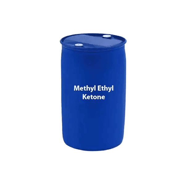 Blue 200-litre plastic drum of methyl ethyl ketone.