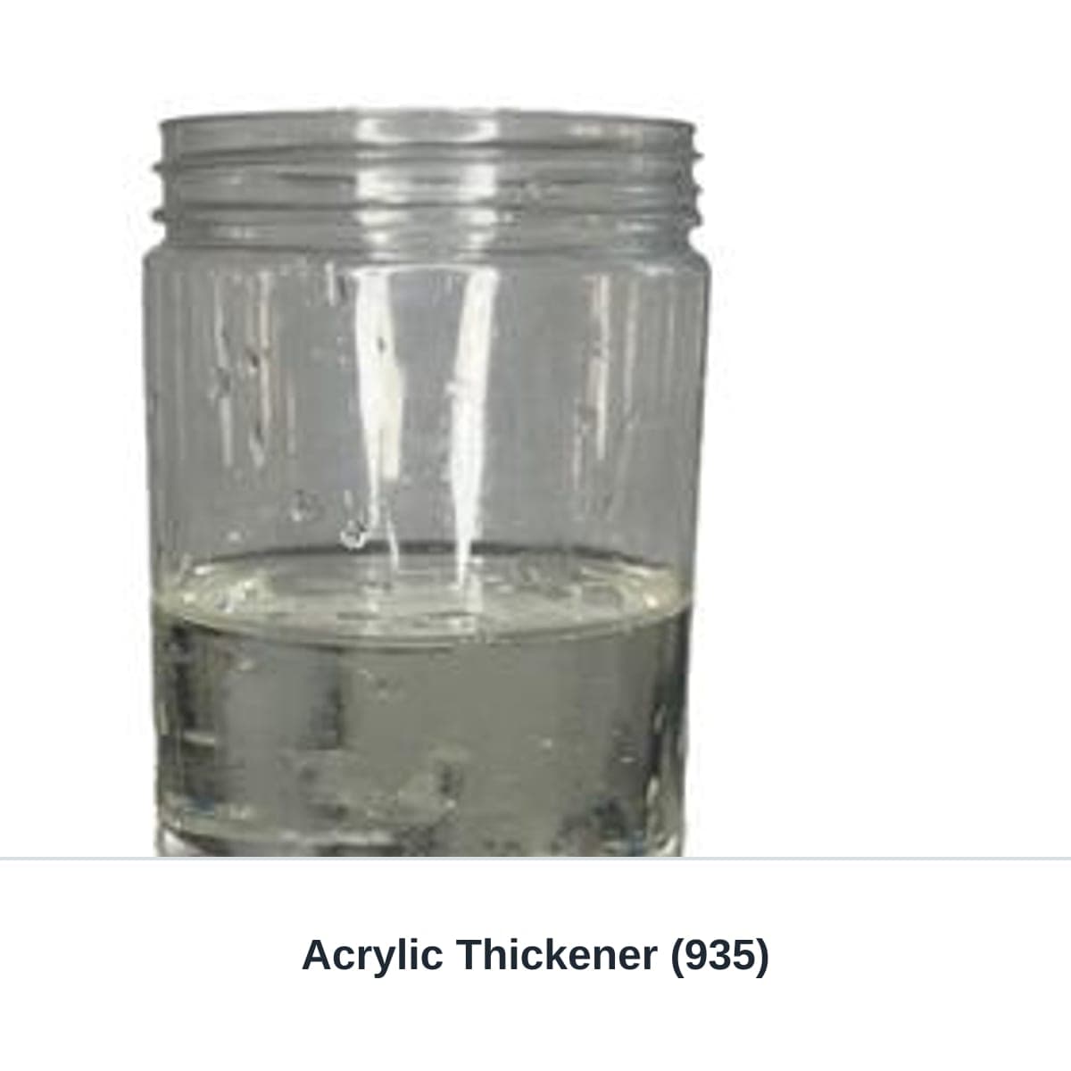 Photograph of an unbranded sample labeled Acrylic Thickener (935).