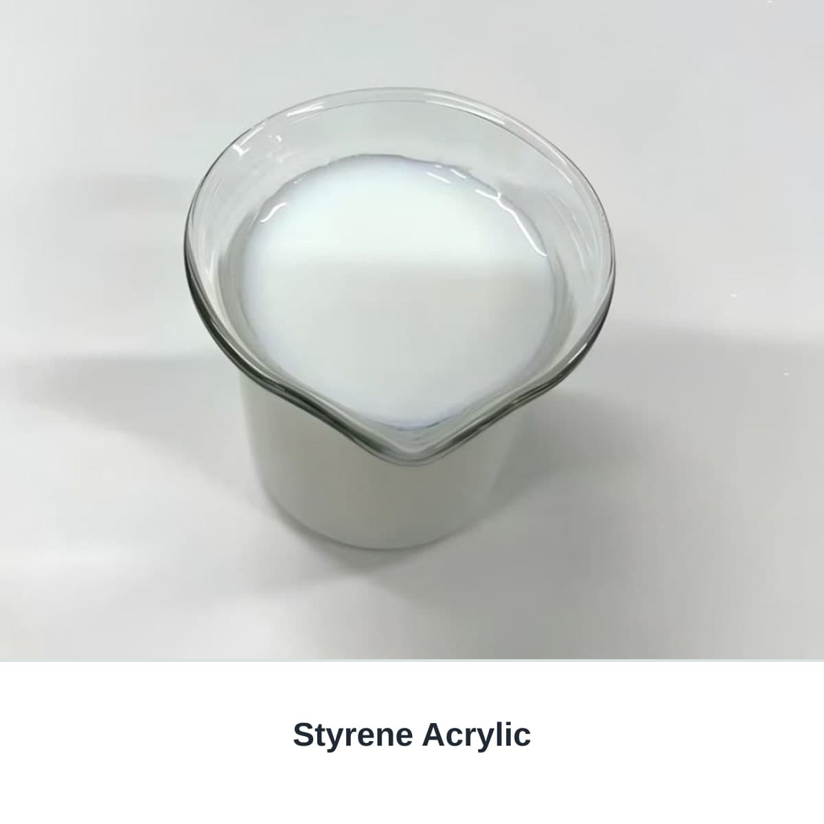 Photograph of an unbranded sample labeled Styrene Acrylic.