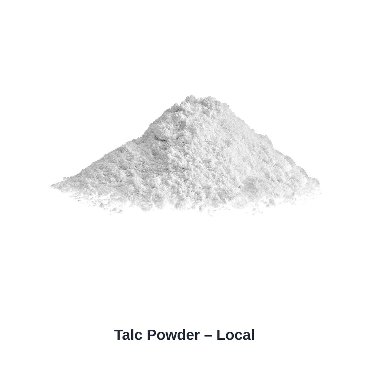 Unbranded photograph of a Talc Powder – Local material sample with a simple product name label.