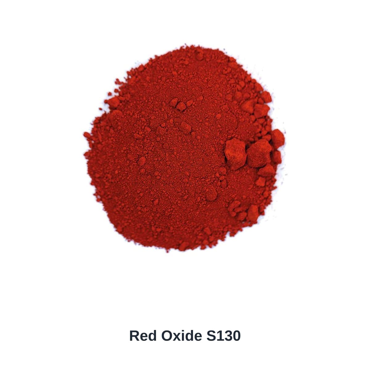 Unbranded photograph of a Red Oxide S130 material sample with a simple product name label.