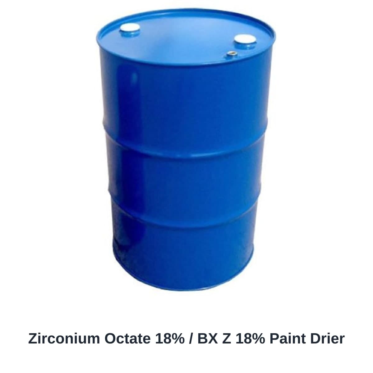 Unbranded photograph of a Zirconium Octate 18% / BX Z 18% Paint Drier material sample with a simple product name label.